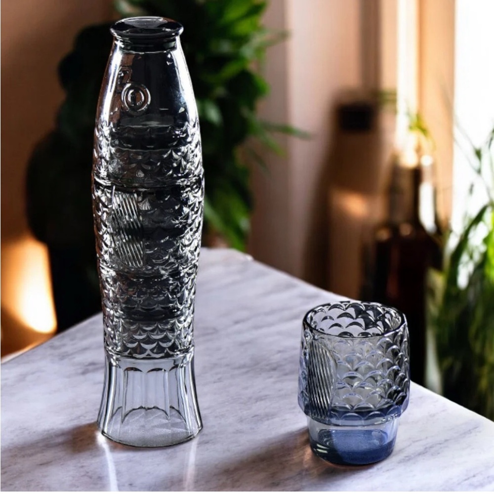 Koi Fish Stackable Glass Cups Set - Gray